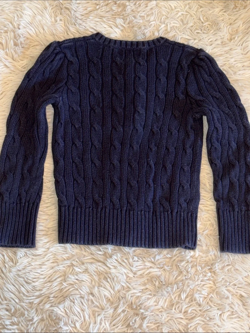 🐎 Ralph Lauren Navy Cable-Knit Sweater with Pink Pony Detail 4/4T